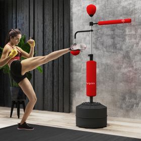 4-in-1 Boxing Punching Bag Stand with 2 Speedballs, 360° Relax Bar, & PU-Wrapped Bag & Adjustable Height, Red