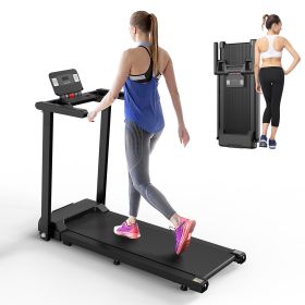 Quiet Folding 2.5 HP Treadmill With LED Display, Cup Holder And Safety Key