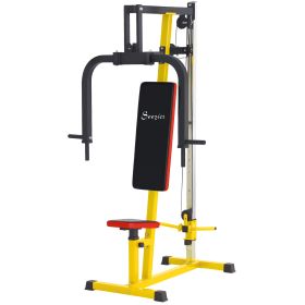 Soozier Chest Fly and Chest Press Machine for Back, Pectoral, Rear Deltoid and Shoulder Training, Yellow