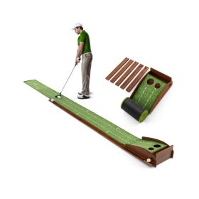 Golf Putting Mat Practice Training Aid With Auto Ball Return And 2 Hole Sizes