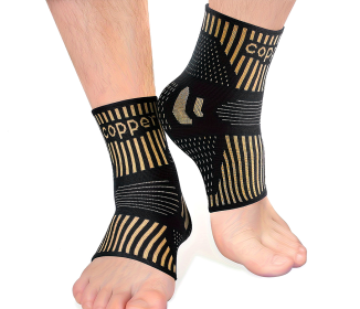 1 Pair Copper Ankle Support Sleeves Unisex Wicking With Arch Heel Stabilization Ideal For Basketball Tennis Running (Option: L)