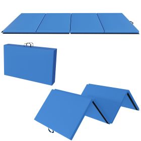 Only Supports Self Pickup  Folding Gym Mat With Carrying Handle For Protective Flooring In Mixed Martial Arts, Gymnastics, And Home Gyms, 2 Inch Thick (Option: Blue)