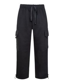 Heavyweight Fleece Cargo Pants (Color: Black, size: 3XL)